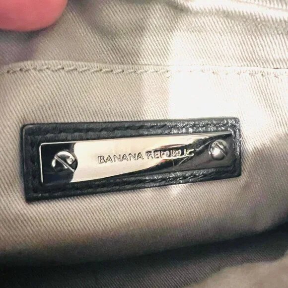 Banana Republic Black Soft Cow Leather Clutch/Wristlet Purse-Roomy-Zip Up-Prom - Picture 11 of 13